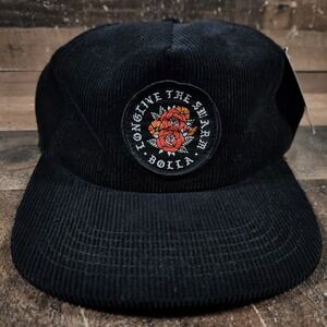 Bloom Snapback Hat Cap Black Corduroy Longlive The Swarm Bolla New